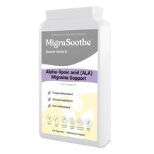 Load image into Gallery viewer, MigraSoothe Alpha Lipoic Acid Booster Series VI โ High Potency ALA for Migraine Support, Antioxidant & Anti-inflammatory Properties โ 120 Vegan Capsules