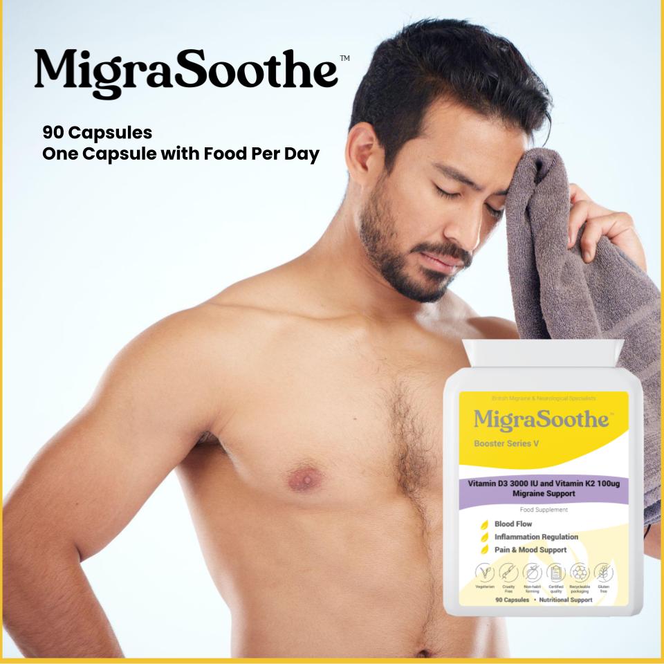 MigraSoothe Booster Vitamin D3 Vitamin K2 MK7 Complex for Migraine Rel