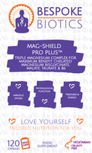 Load image into Gallery viewer, Mag-Shield Pro Plus 3X Magnesium Complex 120 Capsules. A blend of Magnesium Bisglycinate, Magnesium Malate and Magnesium Taurate and vitamin B6. | UK Manufactured