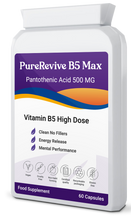 Carregar imagem no visualizador da galeria, PureRevive High-Potency Vitamin B5 500mg - Advanced Pantothenic Acid Formula for Enhanced Metabolism, Skin & Joint Support | Non-GMO, Gluten-Free | Made in UK |