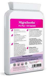 MigraSoothe Pro Version  (Migraine & Low Mood) B2 Riboflavin 400 Mg & Serotonin & Brain Boosters Migraine Relief Tryptophan, ALA Feverfew Ginger  B6, B12 Folic  | Tremors
