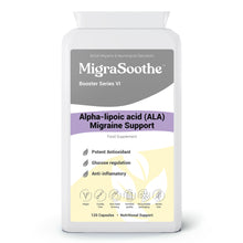 Laden Sie das Bild in den Galerie-Viewer, MigraSoothe Alpha Lipoic Acid Booster Series VI – High Potency ALA for Migraine Support, Antioxidant &amp; Anti-inflammatory Properties – 120 Vegan Capsules
