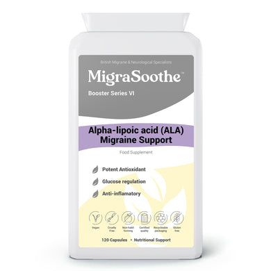 MigraSoothe Alpha Lipoic Acid Booster Series VI – High Potency ALA for Migraine Support, Antioxidant & Anti-inflammatory Properties – 120 Vegan Capsules