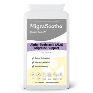 MigraSoothe Alpha Lipoic Acid Booster Series VI – High Potency ALA for Migraine Support, Antioxidant & Anti-inflammatory Properties – 120 Vegan Capsules