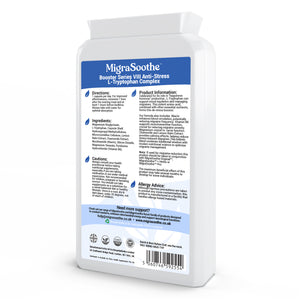 MigraSoothe L-Tryptophan Complex Booster Series VIII – Anti-Stress Formula for Migraine Calm and Relaxation – 120 Vegan Capsules