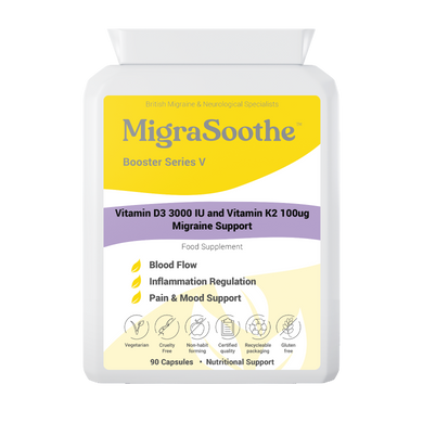 MigraSoothe Booster Vitamin D3 Vitamin K2 MK7 Complex for Migraine Relief 2-3 Months Supply