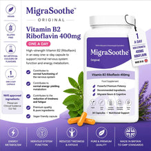 Carica l'immagine nel visualizzatore di Gallery, Menstrual Migraine Duo, 30 Day Supply, Vitamin B2 400mg + Women’s Botanical Support, Sage Rosemary Panax Ginseng, 3 Vitamins 3 Minerals 8 Botanicals (Migrasoothe Original)