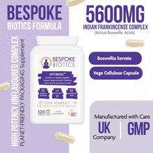 Laden Sie das Bild in den Galerie-Viewer, Boswellia Serrata 5600mg 120 Capsules (V) OPTIBOSS Strong Anti-inflammatory &amp; Joint Support, Asthma, Skin &amp; Gut. Indian Frankincense