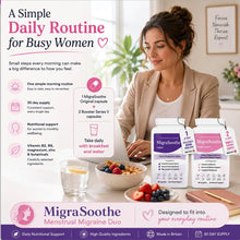 Carica l'immagine nel visualizzatore di Gallery, Menstrual Migraine Duo, 30 Day Supply, Vitamin B2 400mg + Women’s Botanical Support, Sage Rosemary Panax Ginseng, 3 Vitamins 3 Minerals 8 Botanicals (Migrasoothe Original)