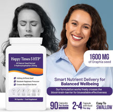 Charger l'image dans la galerie, Happy Times 5 HTP 200mg (5-Hydroxytryptophan) Serotonin - Melatonin  Hormone Booster