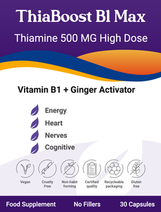 Thiamine 500 mg Mega Dose ThiaSoothe High-Potency Vitamin B1  and Ginger Supplement for Full-Spectrum Wellness (HCL not cheap nitrate)