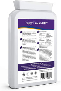 Happy Times 5 HTP 200 mg (5-Hydroxytryptophan) Maßgeschneiderte Biotics 90 Kapseln