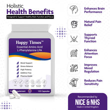 Load image into Gallery viewer, L-Phenylalanine 1000mg Capsules | MEMORY | ATTENTION | HEALTHY THYROID  | PAIN RELIEF