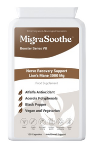 MigraSoothe Booster Series VII Lion's Mane 3000 Mg  Nerve Recovery Support   UK Made and Allergen Free - 120 Vegan Capsules