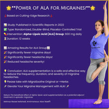 Load image into Gallery viewer, Woam Yoga Pose  of MigraSoothe Booster Series VI capsules containing Alpha Lipoic Acid, designed for migraine relief.