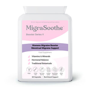 MigraSoothe Booster Series V - Advanced Menstrual Migraine Support Formula with Essential Vitamins, Minerals & Botanicals - Promotes Hormonal Balance & Wellness - Vegan Friendly, Made in the UK, 60 Capsules