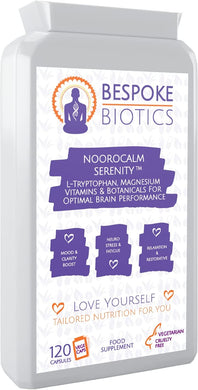 NOOROCALM Serenity - L-Tryptophan Carma Complex 120 Vegan Capsules - Daily Supplement to Support Healthy Psychological Function - with Niacin, Vitamin B6 & Magnesium Bisglycinate