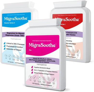 Migraine Pro Bundle - Riboflavin Feverfew Magnesium CoQ10  & Mood Boosters