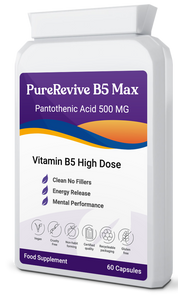 PureRevive High-Potency Vitamin B5 500mg - Advanced Pantothenic Acid Formula for Enhanced Metabolism, Skin & Joint Support | Non-GMO, Gluten-Free | Made in UK |
