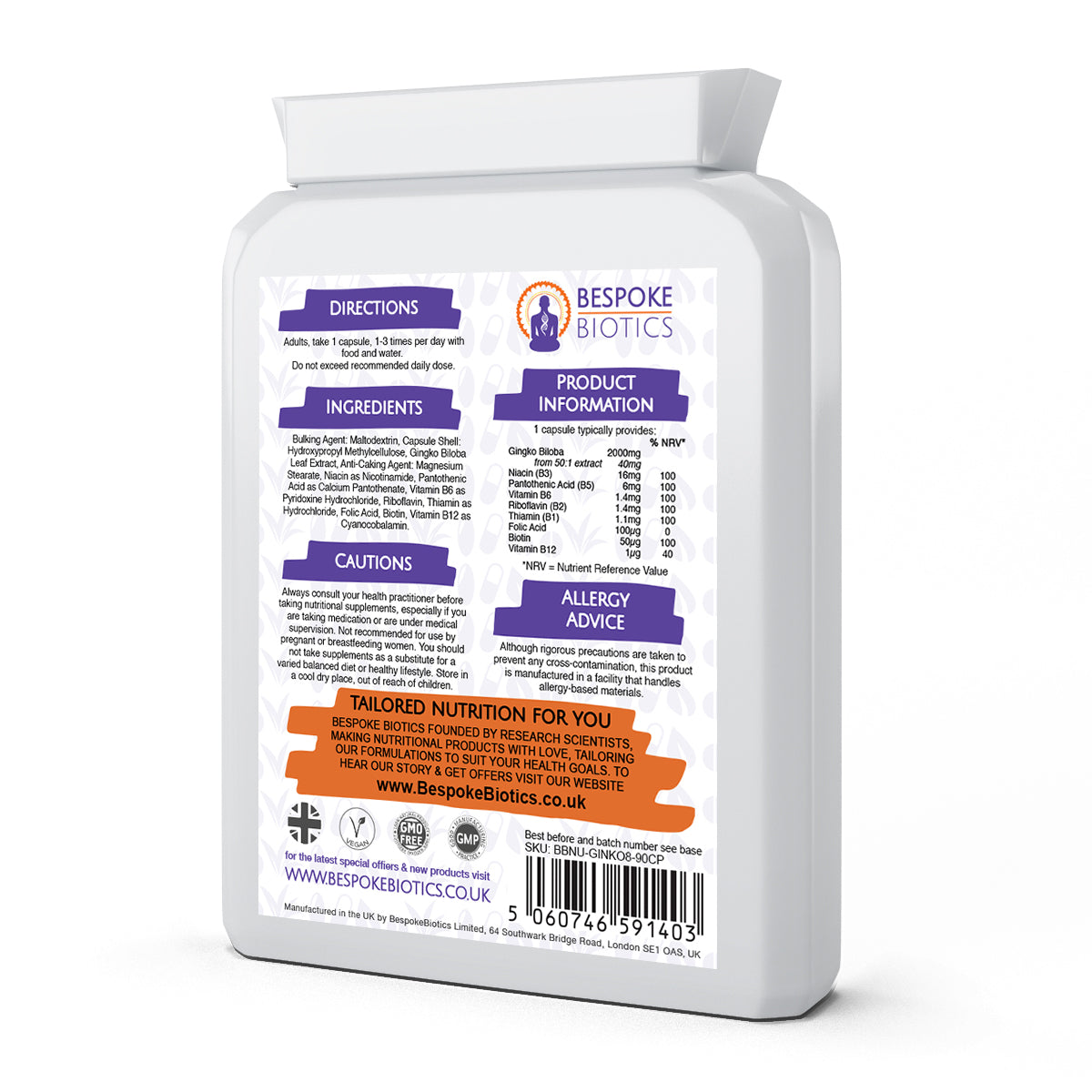 Ginkgo Biloba from Japan plus Full spectrum B+ Supplements B1, B2, B3