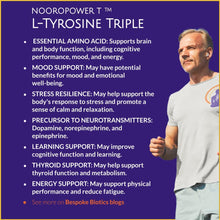 Cargar imagen en el visor de la galería, A photo of a man running showing Athletic performance  pack of supplements including L-Tyrosine, Rosemary, and L-Phenylalanine, exclusively made in the UK by Bespoke Biotics, which can help boost cognitive function, mood, and energy levels.