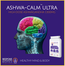 Carica l&#39;immagine nel visualizzatore di Gallery, Ashwagandha 1300mg Ashwa-Calm Vegan Capsules. Indian Ginseng. Withania Somnifera 90 Caps