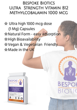 Cargar imagen en el visor de la galería, Ultra Strength Vitamin B12 Methylcobalamin 1000mcg 120 Capsules Bespoke Biotics