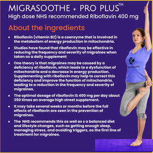 MigraSoothe Pro Version  (Migraine & Low Mood) B2 Riboflavin 400 Mg & Serotonin & Brain Boosters Migraine Relief Tryptophan, ALA Feverfew Ginger  B6, B12 Folic  | Tremors