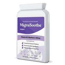 Cargar imagen en el visor de la galería, Riboflavin 400mg Caps | MigraSoothe-Original | Vitamin B2| Migraine attacks | NHS recommended 1-4 Months