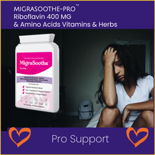 Load image into Gallery viewer, MigraSoothe Pro Version  (Migraine &amp; Low Mood) B2 Riboflavin 400 Mg &amp; Serotonin &amp; Brain Boosters Migraine Relief Tryptophan, ALA Feverfew Ginger  B6, B12 Folic  | Tremors