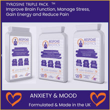 Load image into Gallery viewer, L-Tyrosine Brain &amp; Stress Triple Stack - Cognitive Support inc L-Phenylalanine, Rosemary - Improve Brain Function, Manage Stress, and Reduce Pain - 60-Days Stack