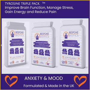 L-Tyrosine Brain & Stress Triple Stack - Cognitive Support inc L-Phenylalanine, Rosemary - Improve Brain Function, Manage Stress, and Reduce Pain - 60-Days Stack