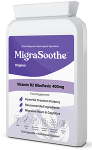 Riboflavin 400mg Caps | MigraSoothe-Original | Vitamin B2| Migraine attacks | NHS recommended 1-4 Months