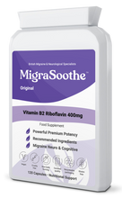 Cargar imagen en el visor de la galería, Riboflavin 400mg Caps | MigraSoothe-Original | Vitamin B2| Migraine attacks | NHS recommended 1-4 Months