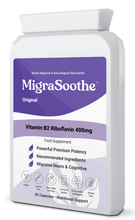 Cargar imagen en el visor de la galería, Riboflavin 400mg Caps | MigraSoothe-Original | Vitamin B2| Migraine attacks | NHS recommended 1-4 Months
