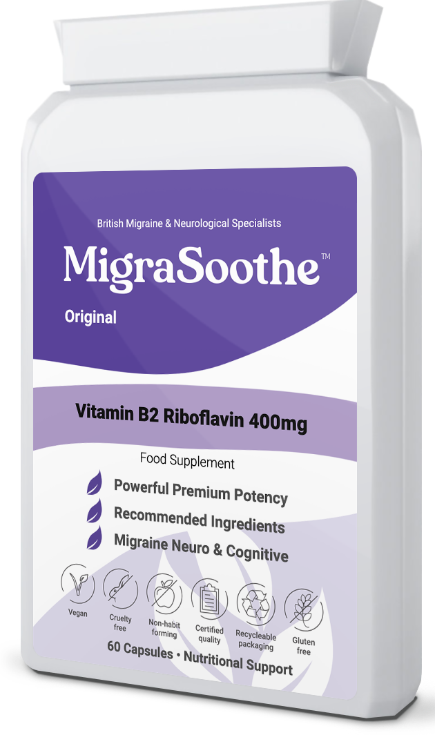 🧠 MIGRASOOTHE-Original contains Riboflavin 400 mg as an ingredient, which has been shown to be potentially effective in reducing the frequency and intensity of migraines.  60 Caps flatpack