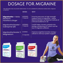 Carregar imagem no visualizador da galeria, MigraSoothe + Herbs Migraine Triple Pack - Riboflavin, Magnesium &amp; CoQ10 Stack UK Made