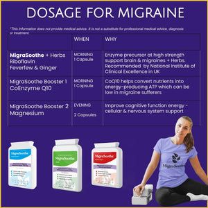 MigraSoothe + Herbs Migraine Triple Pack - Riboflavin, Magnesium & CoQ10 Stack UK Made