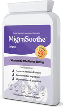 Carregar imagem no visualizador da galeria, Riboflavin 400mg Caps | MigraSoothe-Original | Vitamin B2| Migraine attacks | NHS recommended 1-4 Months