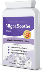 Riboflavin 400mg Caps | MigraSoothe-Original | Vitamin B2| Migraine attacks | NHS recommended 1-4 Months