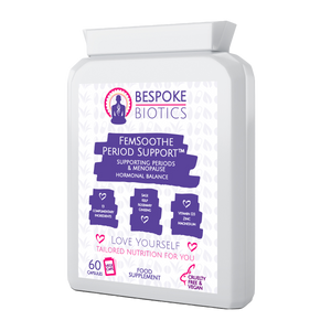 Femsoothe period and menopause support. Hormonal balance Flaxseed rosemary ginseng hops zinc calcium magnesium vitamin B6