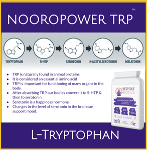 L-Tryptophan 220mg FREE FORM 90 Caps For Serotonin Boost, Anxiety Brain Fog - NOORPOWER TRP