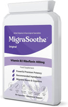 Cargar imagen en el visor de la galería, Riboflavin 400mg Caps | MigraSoothe-Original | Vitamin B2| Migraine attacks | NHS recommended 1-4 Months