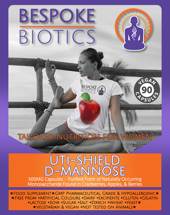 UTI-SHIELD D-Mannose PRO 90/180 Capsules | UK Manufactured to GMP Standards by Bespoke Biotics