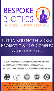 Ultra Strength Probiotic Complex 20 Billion cfu & FOS |Stress| Digestion |Inflammation Epithelial Crosstalk | Immunity Booster| Reduces Histamines 120 Caps