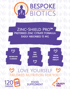 Zinc 15mg 120 Capsules Essential Mineral Supplement Supports Immunity, Skin, Hair & Nail Care. Zinc-Shield Pro™
