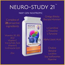 Carregar imagem no visualizador da galeria, Neuro-Study Nootropic-21 Vitamin Complex 90 Caps 8hrs+ Memory Focus Legal Natural Brain Support inc Ginkgo, Choline, Betaine, Carnitine, Lecithin, Vitamins and Minerals