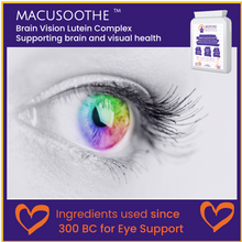 Load image into Gallery viewer, MACUSOOTHE Eye Complex Premium Vision Support, Eye Pressure, Age Related, Blue Light (from Smartphones) | Contains Zeaxanthin, Lutein, Bilberry &amp; Pine Bark | UK Made | GMP Standards