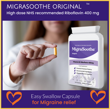 Cargar imagen en el visor de la galería, Riboflavin 400mg Caps | MigraSoothe-Original | Vitamin B2| Migraine attacks | NHS recommended 1-4 Months