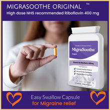 Carregar imagem no visualizador da galeria, Riboflavin 400mg Caps | MigraSoothe-Original | Vitamin B2| Migraine attacks | NHS recommended 1-4 Months
